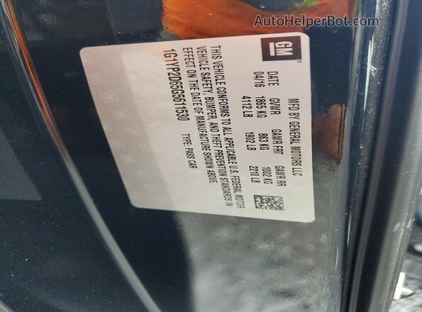 1G1YP2D65G5611530 2016 CHEVROLET CORVETTE Black Vista del compartimento del motor
