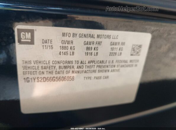 1G1YS2D66G5606058 2016 CHEVROLET CORVETTE Черный Вид подкапотного пространства