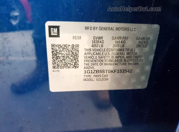 1G1ZB5ST0KF153542 2019 CHEVROLET MALIBU Blue 