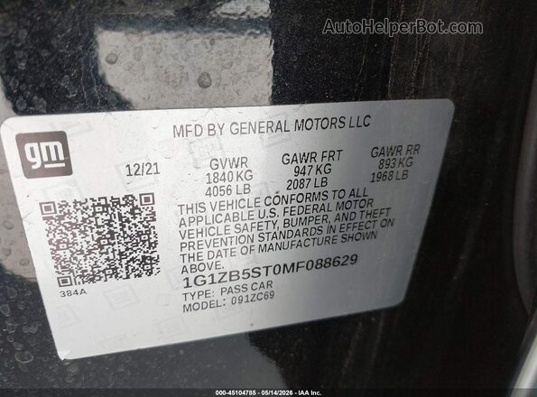 1G1ZB5ST0MF088629 2021 CHEVROLET MALIBU Черный Вид подкапотного пространства