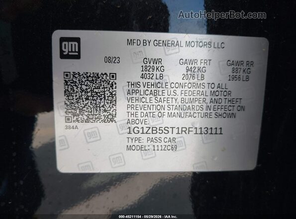 1G1ZB5ST1RF113111 2024 CHEVROLET MALIBU Black Vista del compartimento del motor