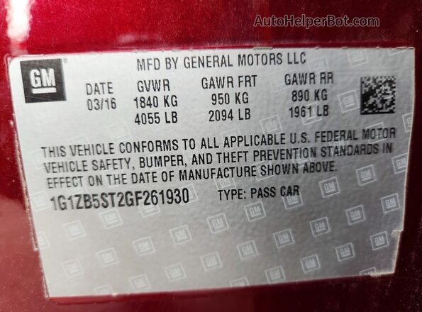1G1ZB5ST2GF261930 2016 CHEVROLET MALIBU Brown 