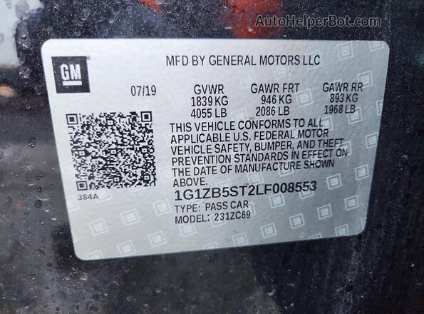 1G1ZB5ST2LF008553 2020 CHEVROLET MALIBU Black 