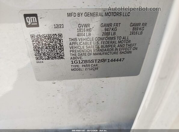 1G1ZB5ST2RF144447 2024 CHEVROLET MALIBU White Շարժիչի բաժամունքի տեսք