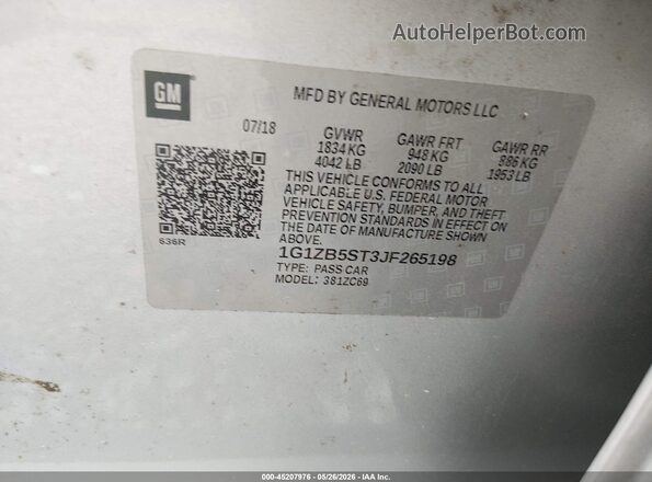 1G1ZB5ST3JF265198 2018 CHEVROLET MALIBU Silver 