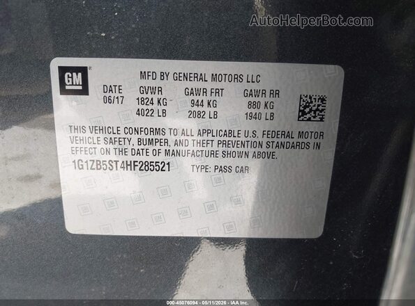 1G1ZB5ST4HF285521 2017 CHEVROLET MALIBU Gray Շարժիչի բաժամունքի տեսք
