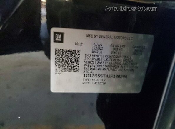 1G1ZB5ST4JF189295 2018 CHEVROLET MALIBU Black ძრავის განყოფილების ხედი