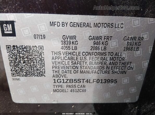 1G1ZB5ST4LF013995 2020 CHEVROLET MALIBU Purple Engine compartment view