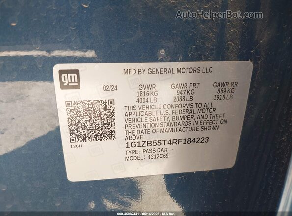 1G1ZB5ST4RF184223 2024 CHEVROLET MALIBU Blue Շարժիչի բաժամունքի տեսք