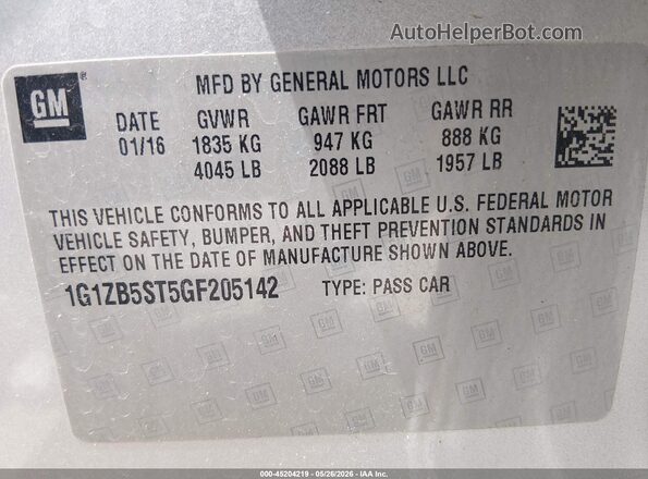 1G1ZB5ST5GF205142 2016 CHEVROLET MALIBU Gray Շարժիչի բաժամունքի տեսք