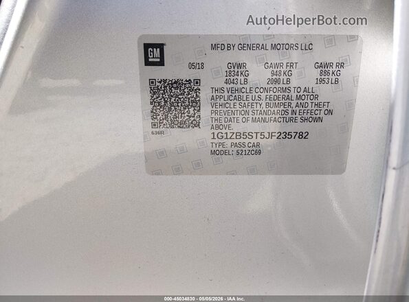 1G1ZB5ST5JF235782 2018 CHEVROLET MALIBU Silver Вид підкапотного простору