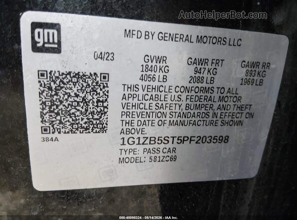 1G1ZB5ST5PF203598 2023 CHEVROLET MALIBU Black 
