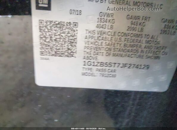 1G1ZB5ST7JF274129 2018 CHEVROLET MALIBU Black Вид підкапотного простору