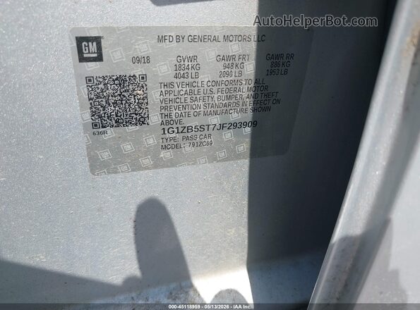 1G1ZB5ST7JF293909 2018 CHEVROLET MALIBU Silver Vista del compartimento del motor