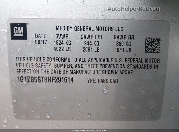 1G1ZB5ST8HF291614 2017 CHEVROLET MALIBU Gray 