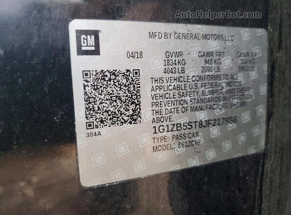 1G1ZB5ST8JF217986 2018 CHEVROLET MALIBU Black 