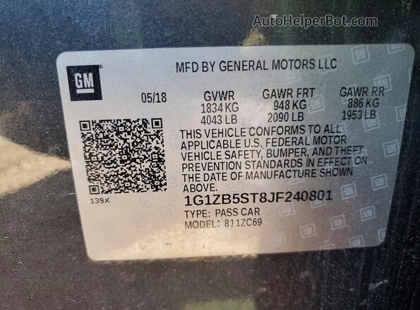 1G1ZB5ST8JF240801 2018 CHEVROLET MALIBU Charcoal ძრავის განყოფილების ხედი