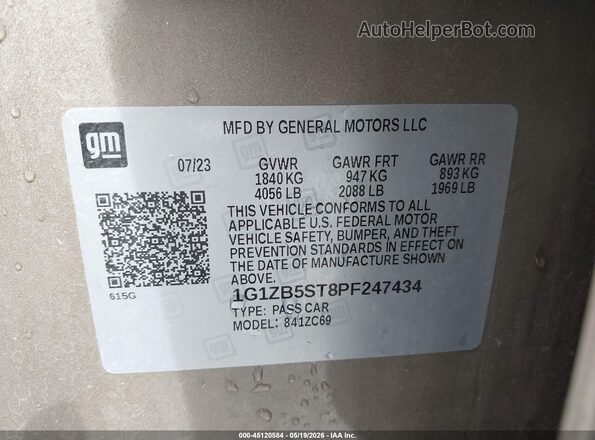 1G1ZB5ST8PF247434 2023 CHEVROLET MALIBU Gold Շարժիչի բաժամունքի տեսք