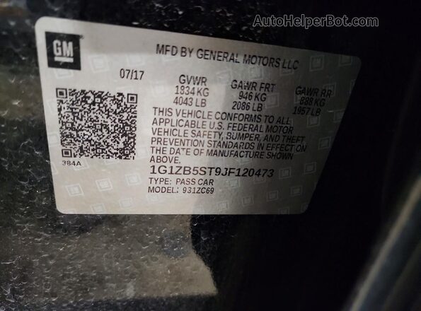 1G1ZB5ST9JF120473 2018 CHEVROLET MALIBU Black 