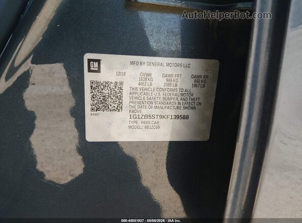1G1ZB5ST9KF139588 2019 CHEVROLET MALIBU Серый Вид подкапотного пространства