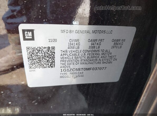 1G1ZC5ST0MF037077 2021 CHEVROLET MALIBU Бордовый Вид подкапотного пространства