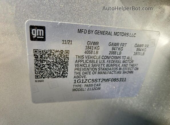 1G1ZC5ST2MF085311 2021 CHEVROLET MALIBU Silver Widok komory silnika