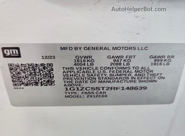 1G1ZC5ST2RF148639 2024 CHEVROLET MALIBU White 