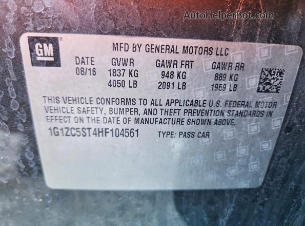 1G1ZC5ST4HF104561 2017 CHEVROLET MALIBU Gray 