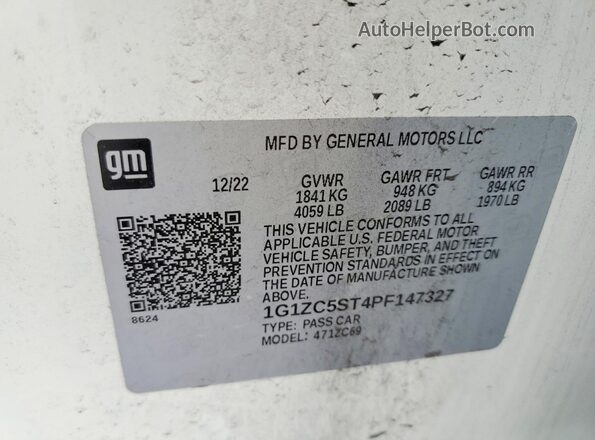 1G1ZC5ST4PF147327 2023 CHEVROLET MALIBU White Widok komory silnika