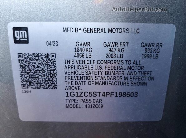 1G1ZC5ST4PF198603 2023 CHEVROLET MALIBU Silver 