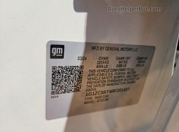 1G1ZC5ST4RF201437 2024 CHEVROLET MALIBU White 