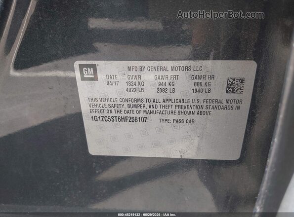 1G1ZC5ST6HF258107 2017 CHEVROLET MALIBU Gray Вид підкапотного простору