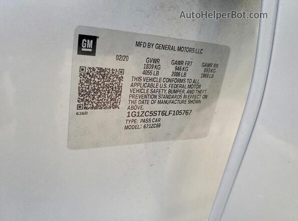 1G1ZC5ST6LF105767 2020 CHEVROLET MALIBU Серебряный Вид подкапотного пространства