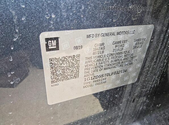 1G1ZD5ST0LF032134 2020 CHEVROLET MALIBU Gray 