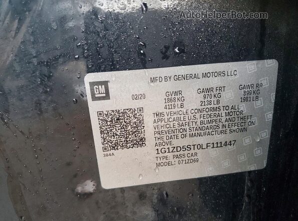 1G1ZD5ST0LF111447 2020 CHEVROLET MALIBU Black Вид підкапотного простору