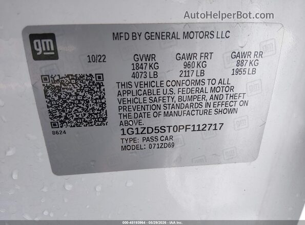 1G1ZD5ST0PF112717 2023 CHEVROLET MALIBU White ძრავის განყოფილების ხედი