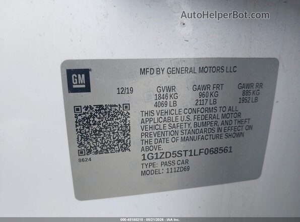 1G1ZD5ST1LF068561 2020 CHEVROLET MALIBU White Vista del compartimento del motor