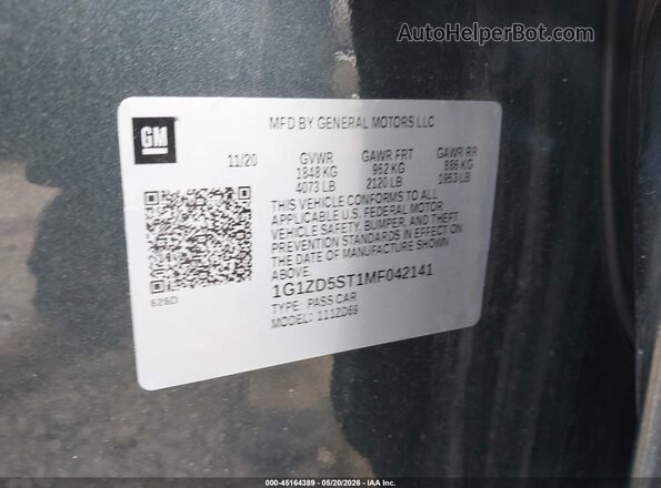 1G1ZD5ST1MF042141 2021 CHEVROLET MALIBU Серый Вид подкапотного пространства