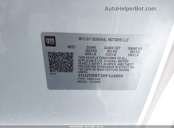 1G1ZD5ST1RF114950 2024 CHEVROLET MALIBU White ძრავის განყოფილების ხედი