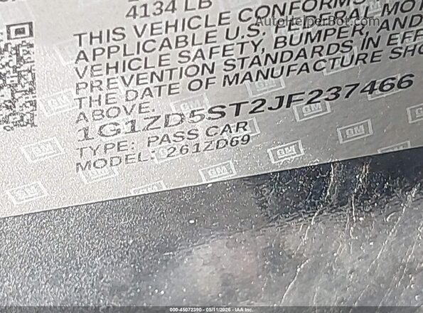 1G1ZD5ST2JF237466 2018 CHEVROLET MALIBU Gray Շարժիչի բաժամունքի տեսք
