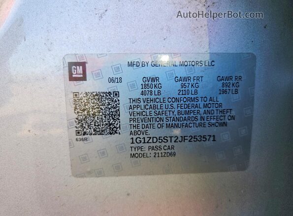 1G1ZD5ST2JF253571 2018 CHEVROLET MALIBU Silver 