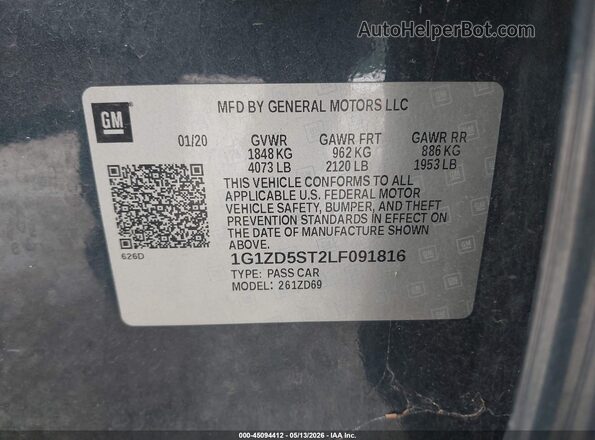 1G1ZD5ST2LF091816 2020 CHEVROLET MALIBU Gray Շարժիչի բաժամունքի տեսք
