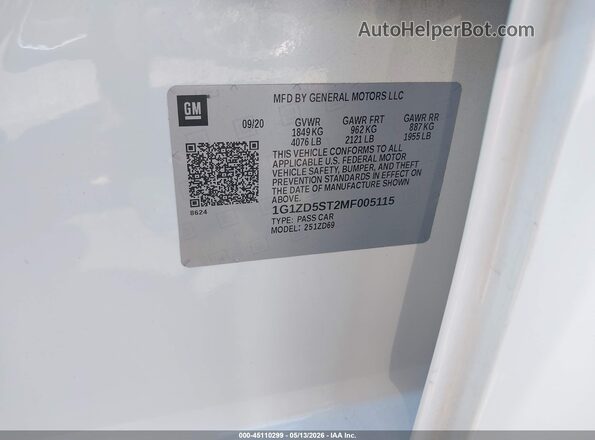 1G1ZD5ST2MF005115 2021 CHEVROLET MALIBU White Engine compartment view