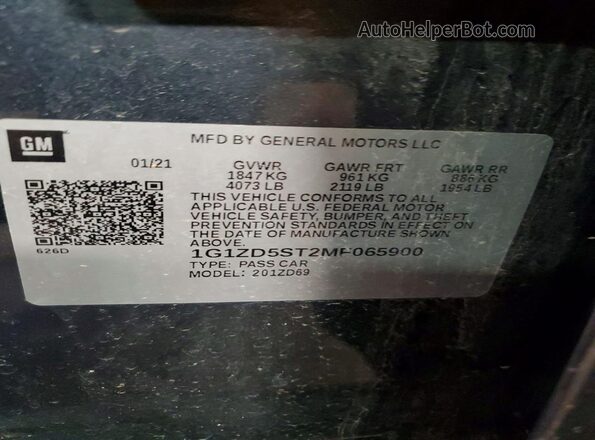 1G1ZD5ST2MF065900 2021 CHEVROLET MALIBU Blue 