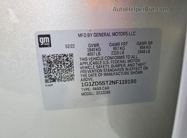 1G1ZD5ST2NF119195 2022 CHEVROLET MALIBU Silver Widok komory silnika