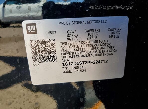 1G1ZD5ST2PF224712 2023 CHEVROLET MALIBU Black Widok komory silnika