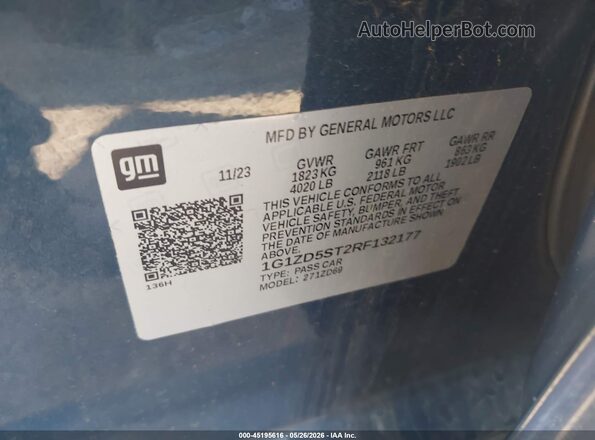 1G1ZD5ST2RF132177 2024 CHEVROLET MALIBU Blue ძრავის განყოფილების ხედი