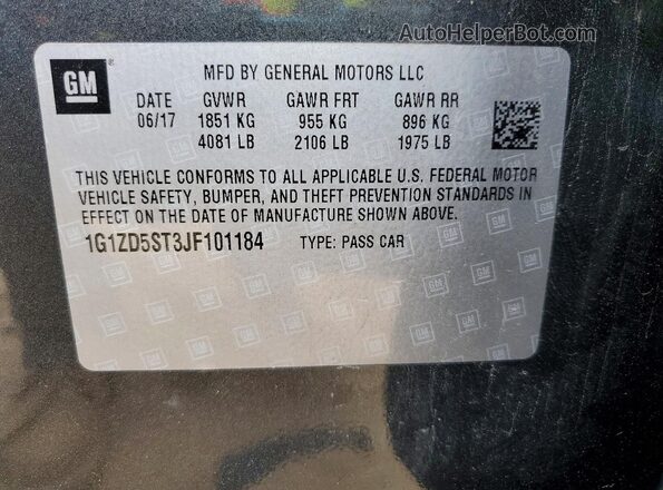 1G1ZD5ST3JF101184 2018 CHEVROLET MALIBU Gray 