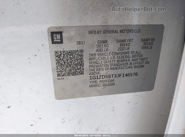 1G1ZD5ST3JF146576 2018 CHEVROLET MALIBU White Вид підкапотного простору