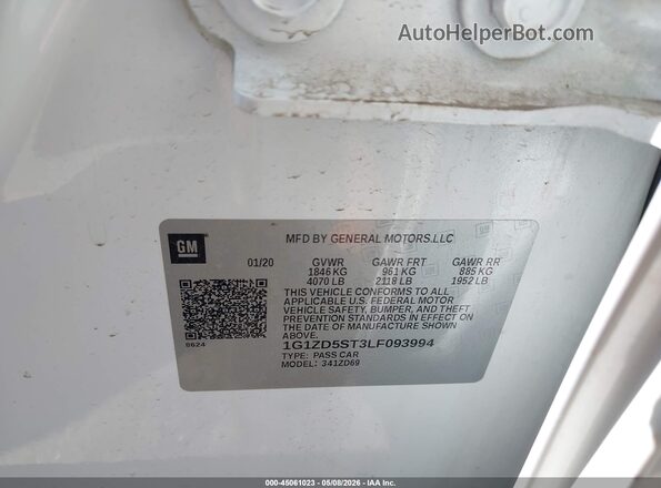 1G1ZD5ST3LF093994 2020 CHEVROLET MALIBU White Widok komory silnika